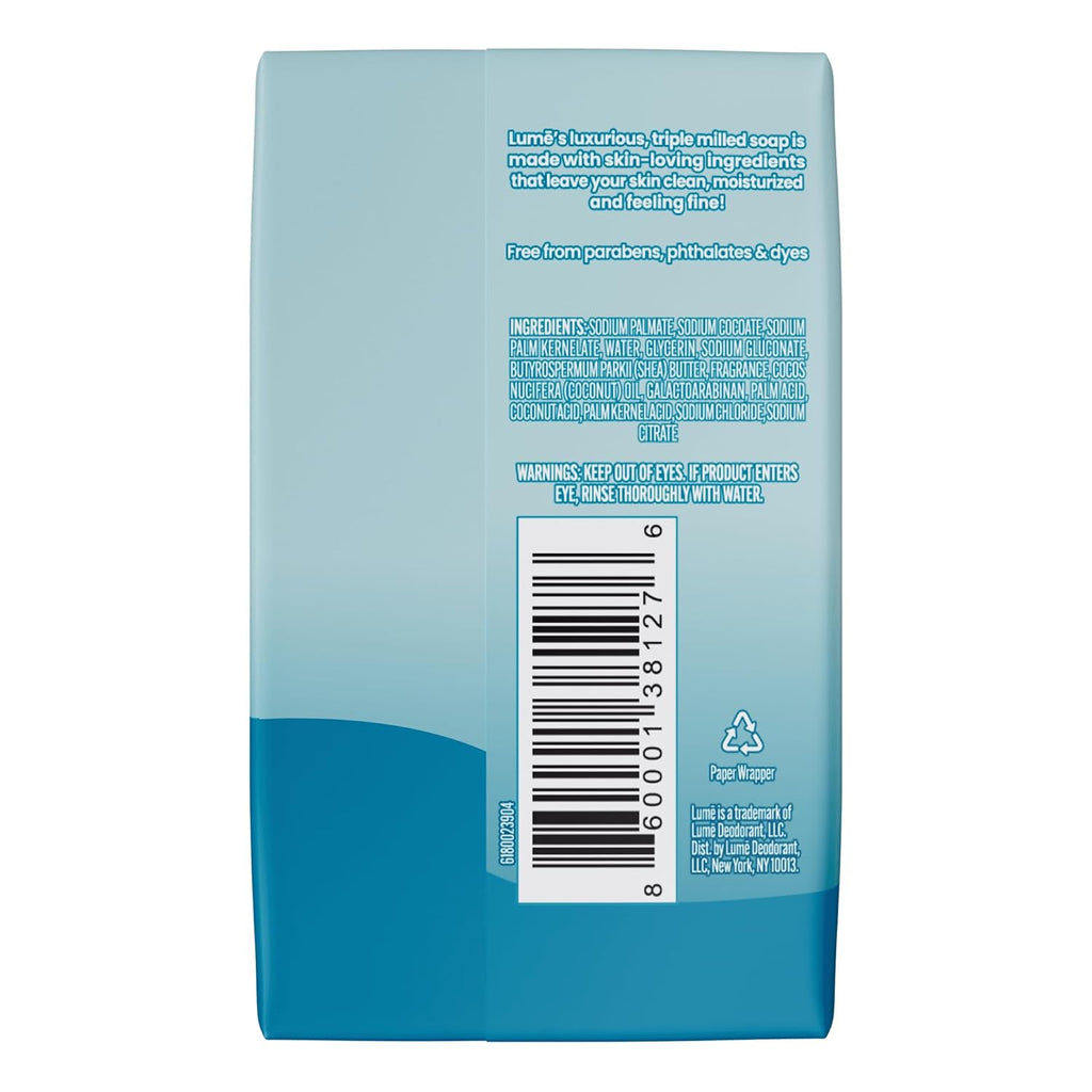 Lume Triple Milled Bar Soap - Rich Moisture & Gentle Cleansing - Formulated Without Parabens or Phthalates. Skin Loving - 5 ounce (Unscented)