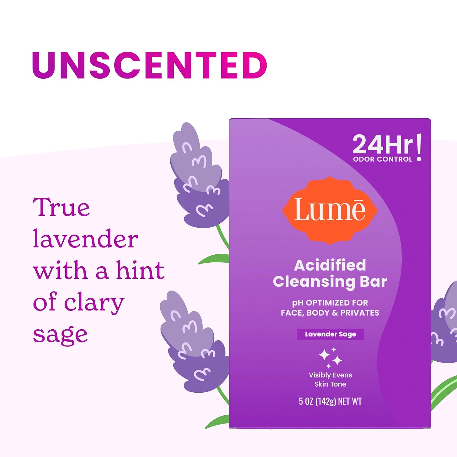Lume Acidified Body Cleansing Bar - 24 Hour Odor Control - Removes Odor Better than Soap