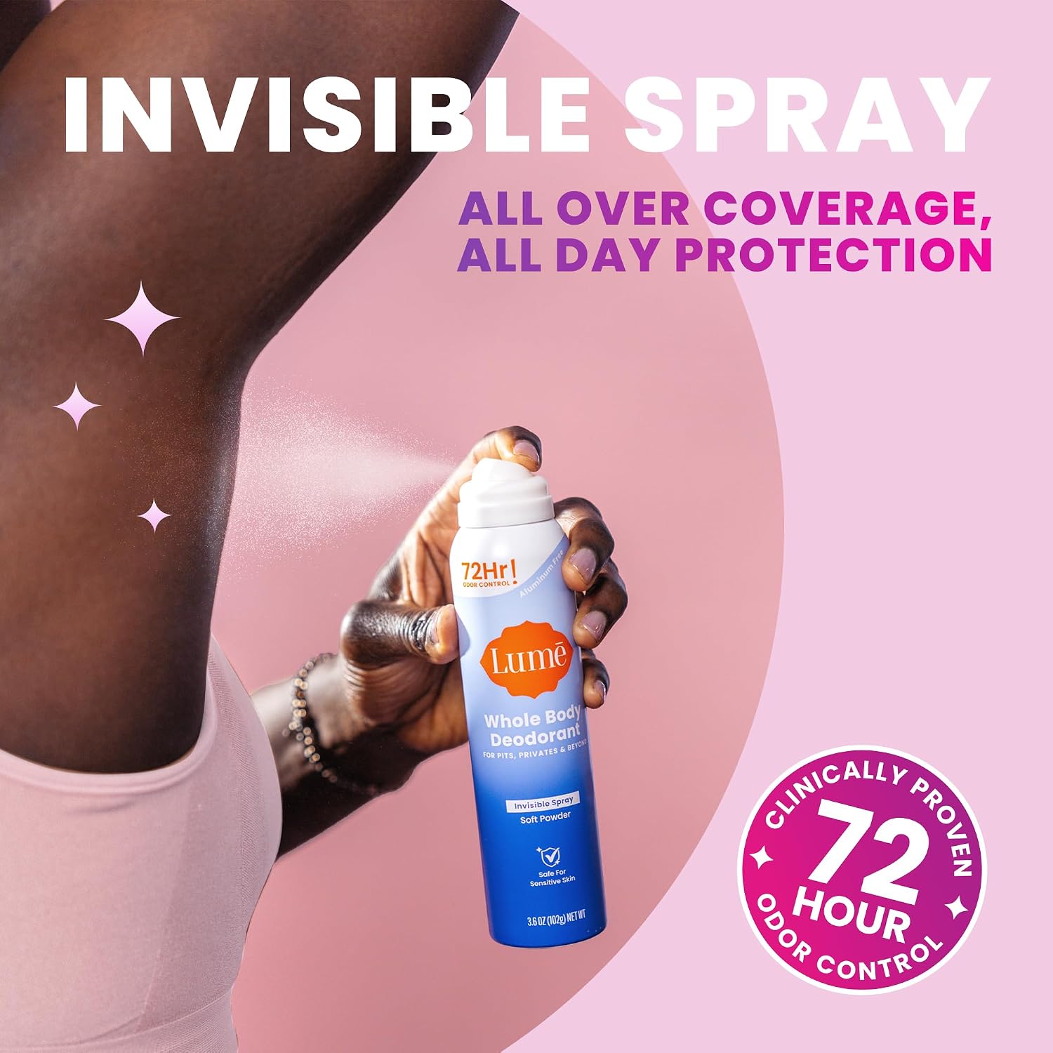 Lume Invisible Body Deodorant Spray – Whole Body Deodorant – 3.6 oz (Fresh Citrus)