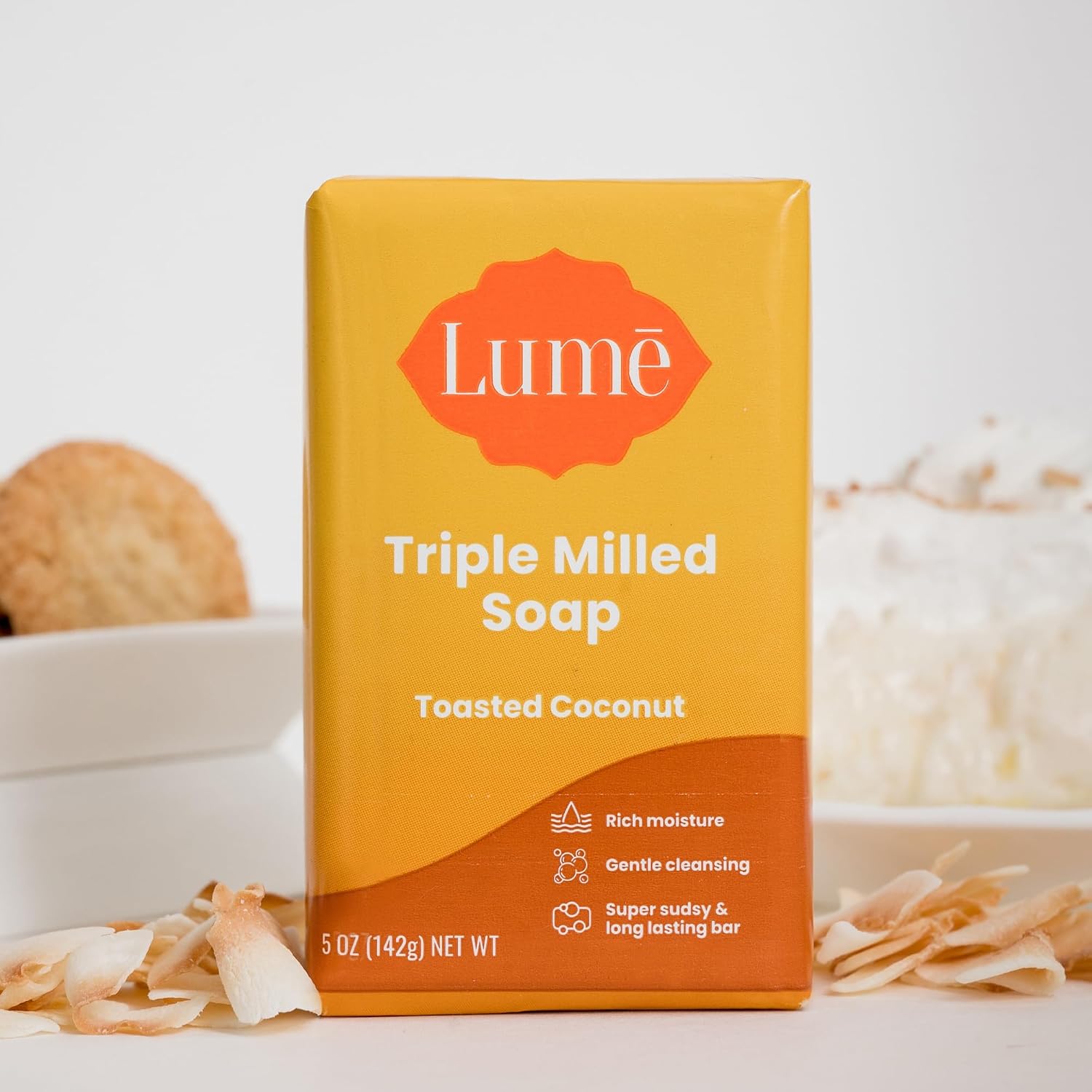 Lume Triple Milled Bar Soap - Rich Moisture & Gentle Cleansing - Paraben Free. Phthalate Free. Skin Safe - 5 ounce (Toasted Coconut)
