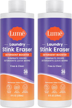 Lume Clothing Odor & Stain Remover – Laundry Booster & Soak – Removes Body Odor from Clothes – Powerful Odor-Eliminating Enzyme Formula Boosts Detergent Performance – Fragrance-Free & Dye-Free – 8 fl oz (Pack of 2)