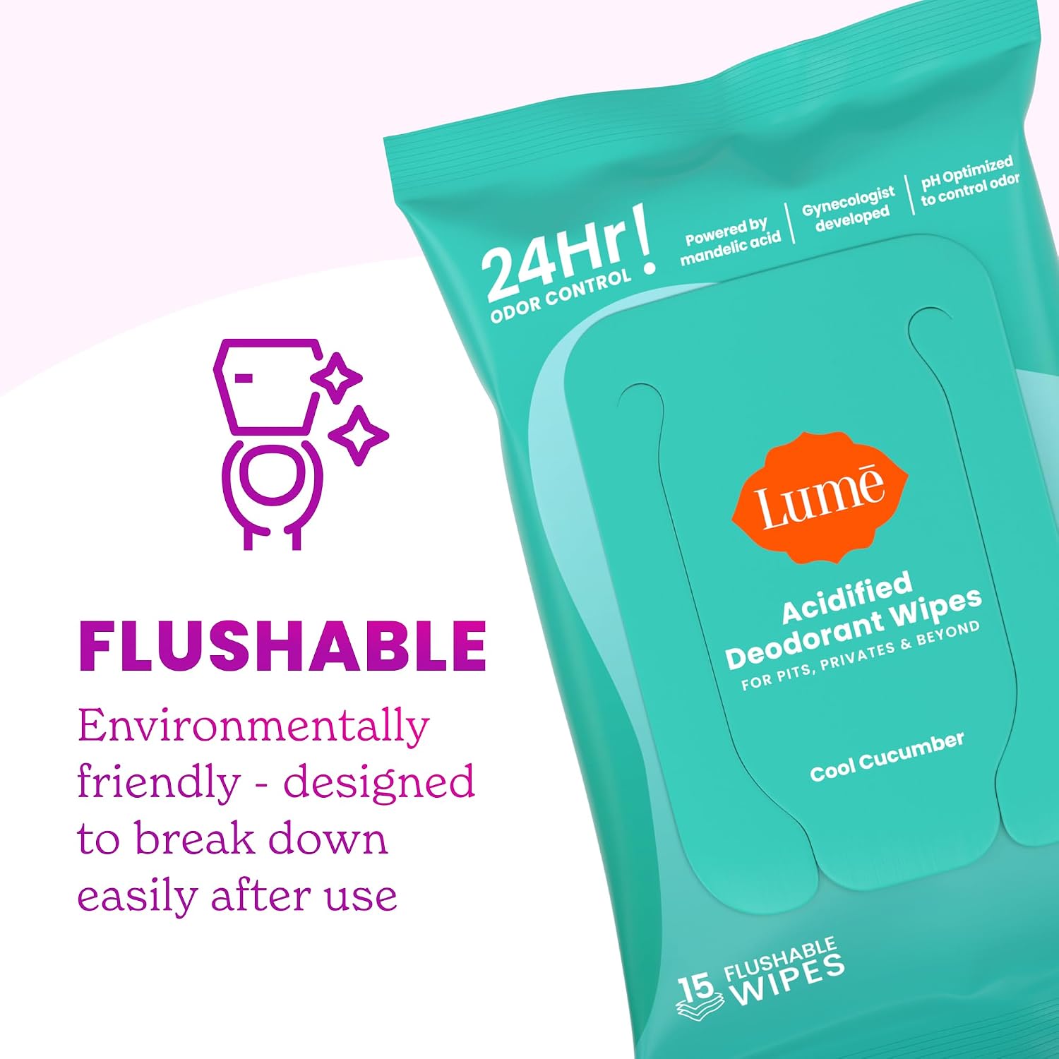 Lume Acidified Body Wash & Flushable Deodorant Wipes - 24 Hour Odor Control