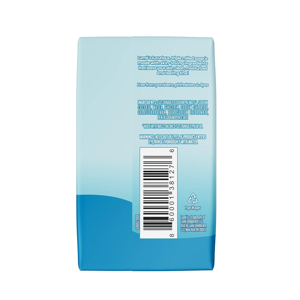 Lume Triple Milled Bar Soap - Rich Moisture & Gentle Cleansing - Paraben Free. Phthalate Free. Skin Safe - 5 ounce (Pack of 4) (Unscented)