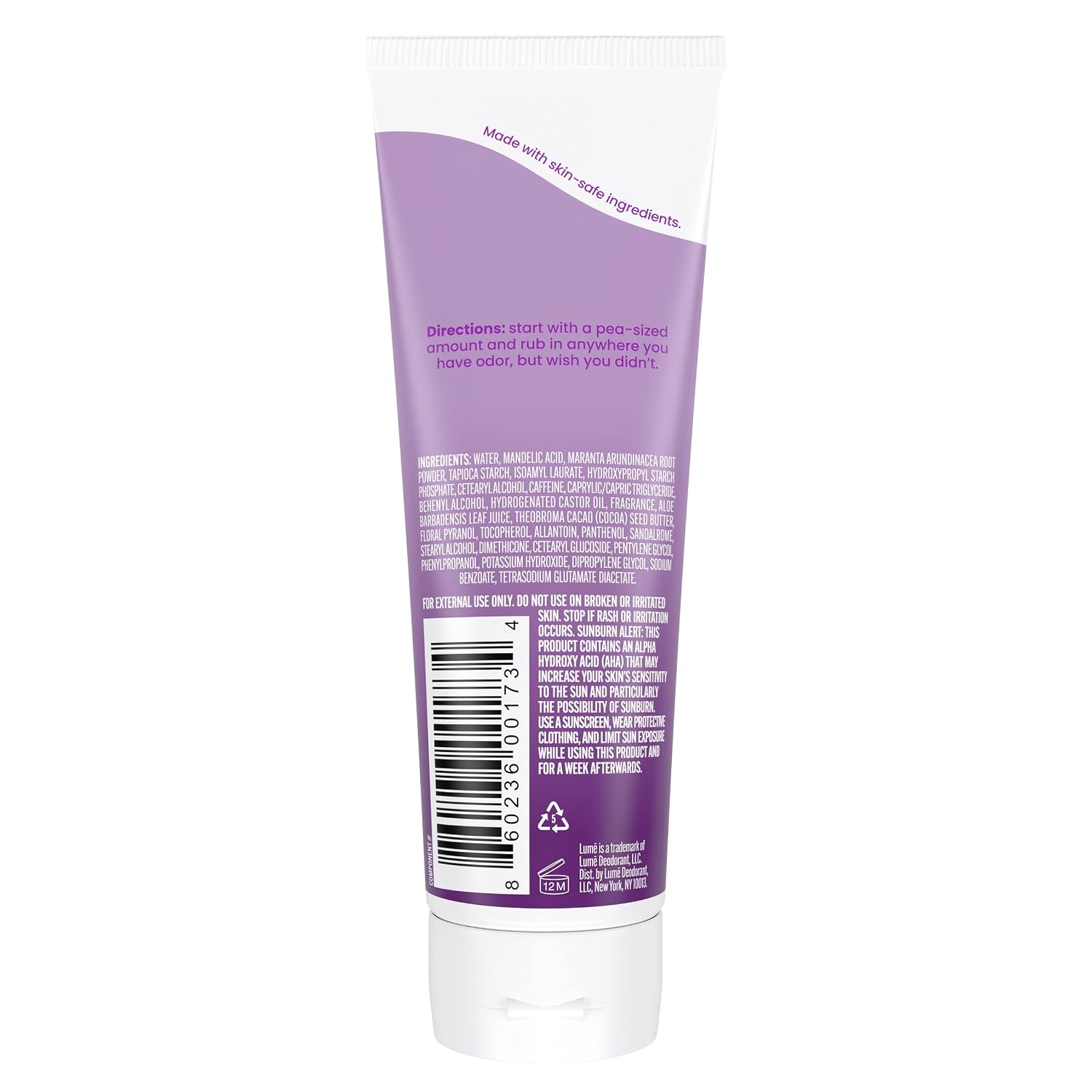 Lume Whole Body Deodorant - Invisible Cream Tube - 72 Hour Odor Control - Aluminum Free. Baking Soda Free. Skin Safe - 3.0 ounce (Lavender Sage)