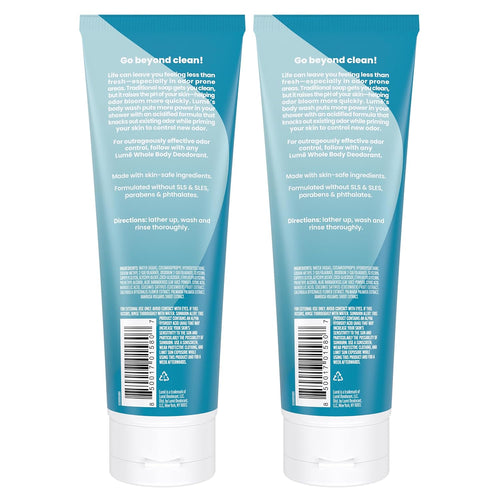 Lume Acidified Body Wash - 24 Hour Odor Control - Removes Odor Better than Soap - Moisturizing Formula
