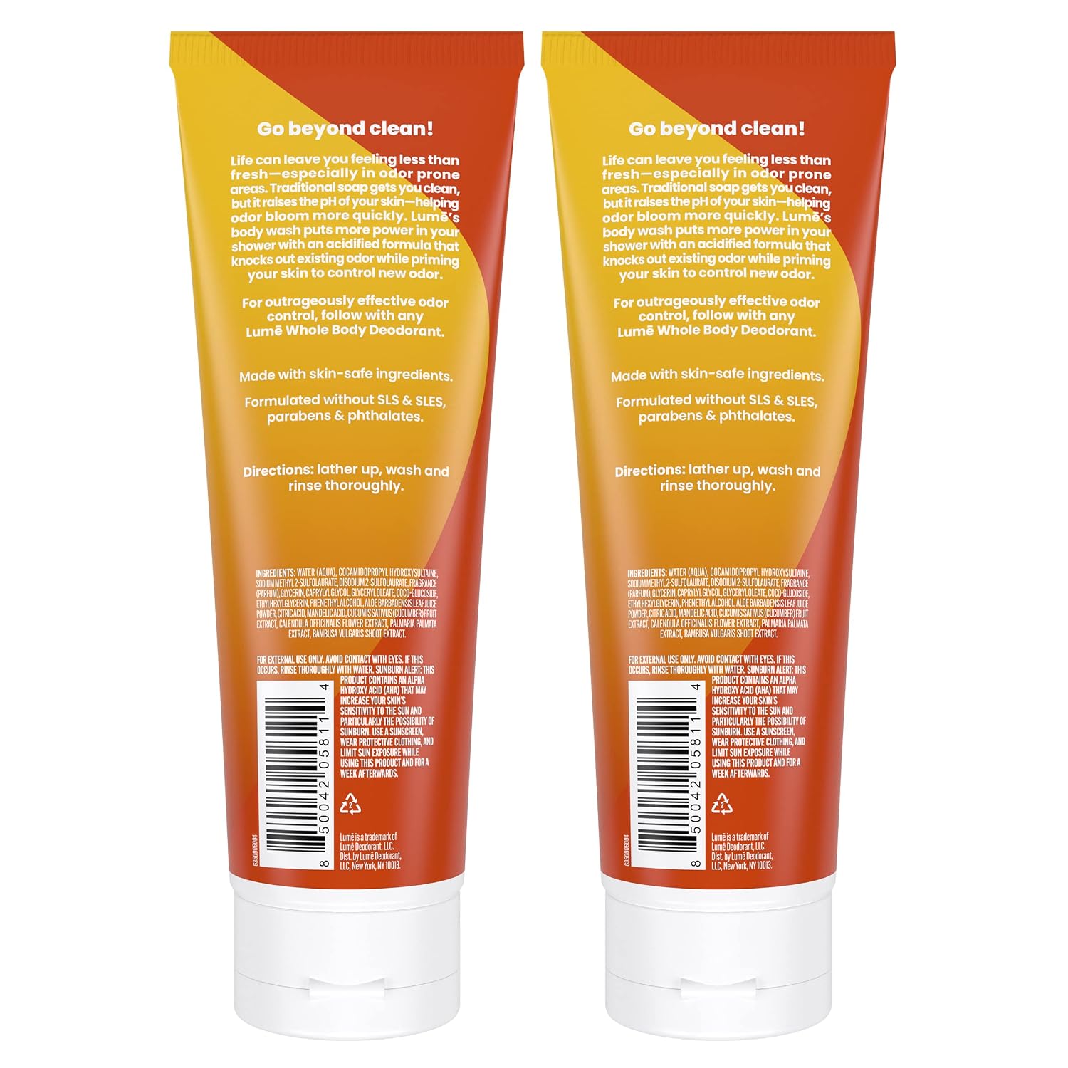 Lume Acidified Body Wash - 24 Hour Odor Control - Removes Odor Better than Soap - Moisturizing Formula